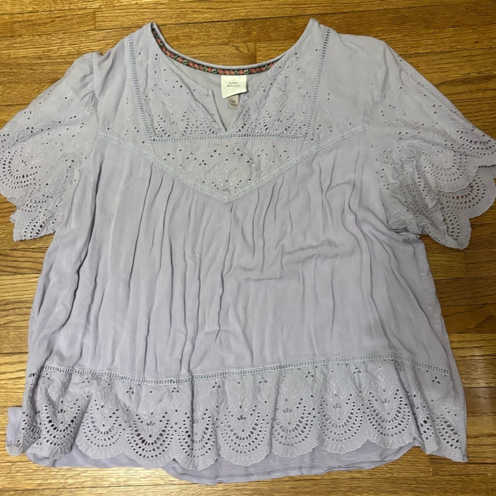 Knox Rose Light Purple Eyelet Blouse